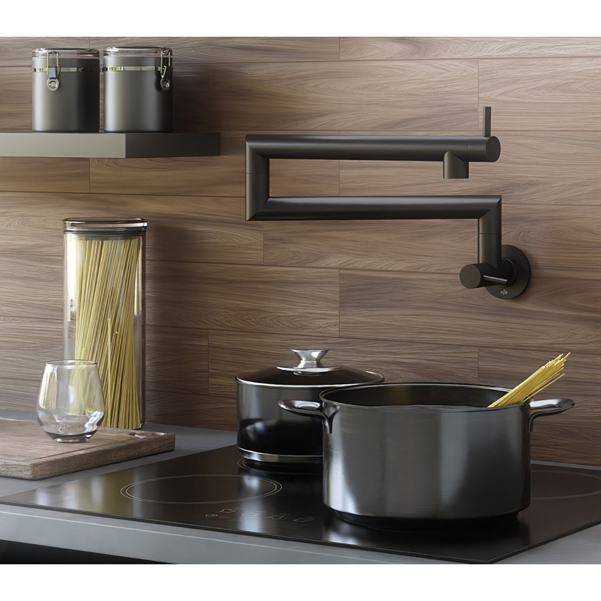 KFA Armatura 6623-030-81 - Virtuvinis čiaupas su jungtimi DUERO POT FILLER nerūdijantis/matinė juoda