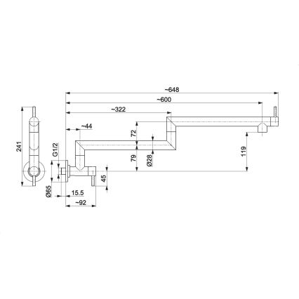 KFA Armatura 6623-030-81 - Virtuvinis čiaupas su jungtimi DUERO POT FILLER nerūdijantis/matinė juoda