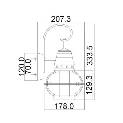 Kichler - Žalvarinis lauko sieninis šviestuvas BRIDGE POINT 1xE27/60W/230V IP44