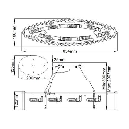 Kichler - LED Vonios pakabinamas sietynas CRYSTAL SKYE 8xG9/3W/230V IP44