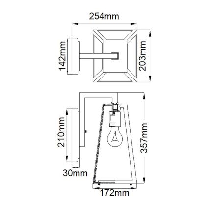 Kichler - Lauko sieninis šviestuvas DELISON 1xE27/60W/230V IP44