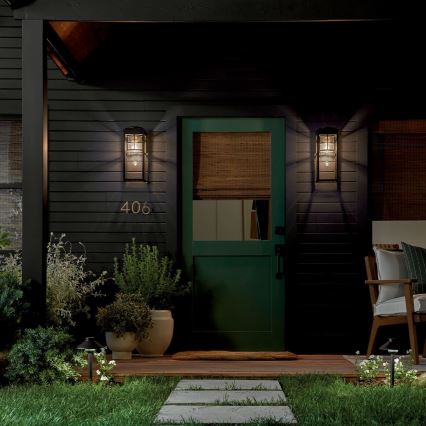 Kichler - Lauko sieninis šviestuvas HONE M 1xE27/60W/230V IP44 juoda