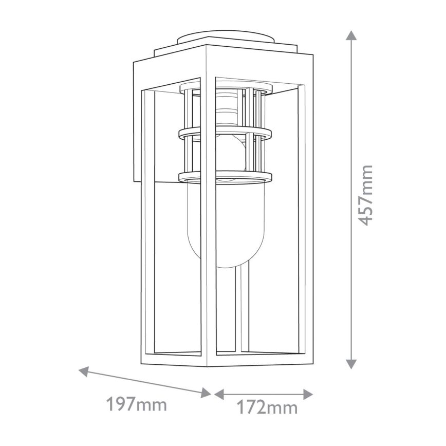 Kichler - Lauko sieninis šviestuvas HONE M 1xE27/60W/230V IP44 juoda