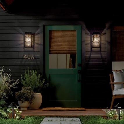 Kichler - Lauko sieninis šviestuvas HONE S 1xE27/60W/230V IP44 juodas