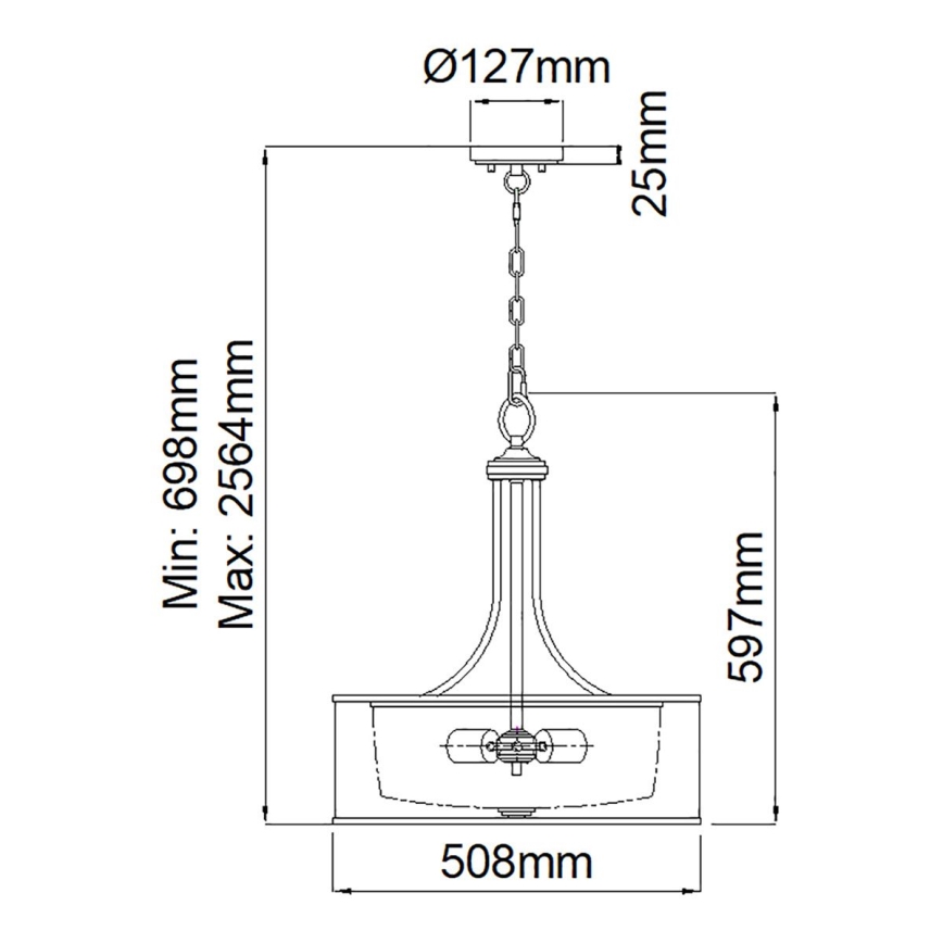 Kichler - Liustra pakabinama ant grandinės LACEY 4xE27/60W/230V matinis chromas