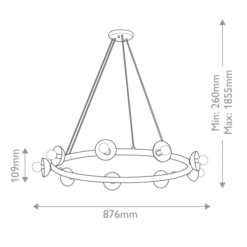 Kichler - Pakabinamas šviestuvas su laidu PALTA 9xE14/40W/230V, auksinis