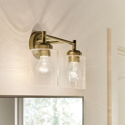 Kichler - Sieninis šviestuvas WINSLOW 2xE27/60W/230V žalvaris