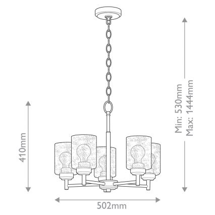 Kichler - Sietynas, kabinamas ant grandinės WINSLOW 5xE27/60W/230V diametras 50,2 cm žalvaris