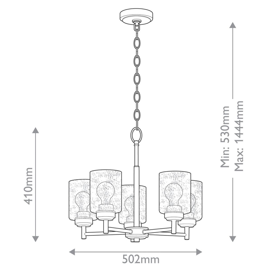 Kichler - Sietynas, kabinamas ant grandinės WINSLOW 5xE27/60W/230V diametras 50,2 cm žalvaris