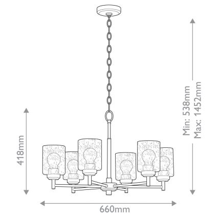 Kichler - Sietynas, kabinamas ant grandinės WINSLOW 6xE27/60W/230V diametras 66 cm žalvaris