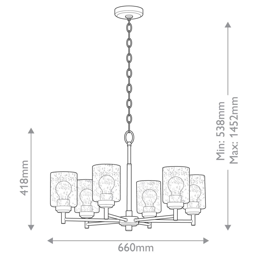 Kichler - Sietynas, kabinamas ant grandinės WINSLOW 6xE27/60W/230V diametras 66 cm žalvaris