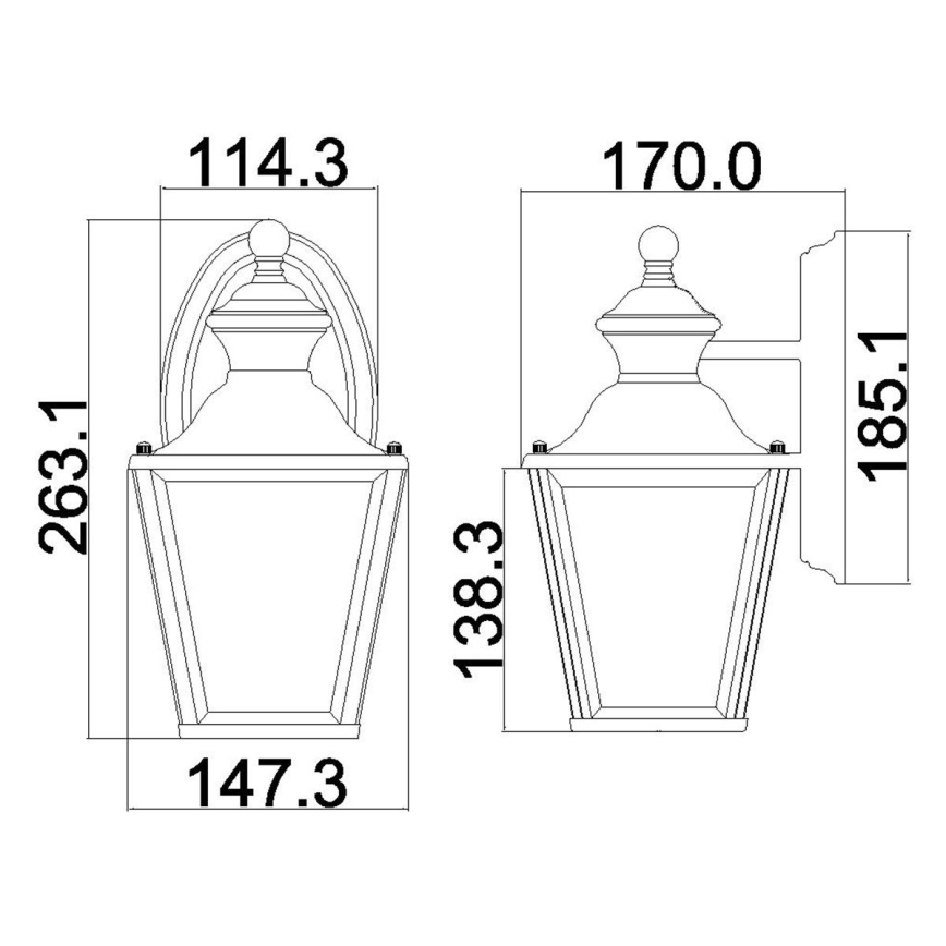 Kichler – Lauko sieninis šviestuvas BAY SHORE 1xE27/60W/230V IP44 auksinis