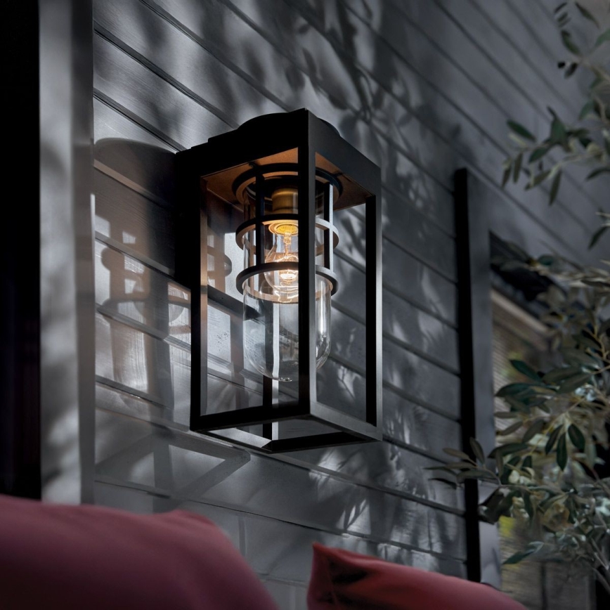 Kichler - Lauko sieninis šviestuvas HONE S 1xE27/60W/230V IP44 juodas