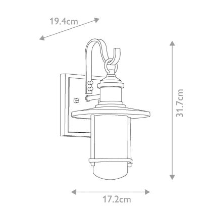 Kichler – Lauko sieninis šviestuvas RIVERWOOD 1xE27/60W/230V IP44 antracitas