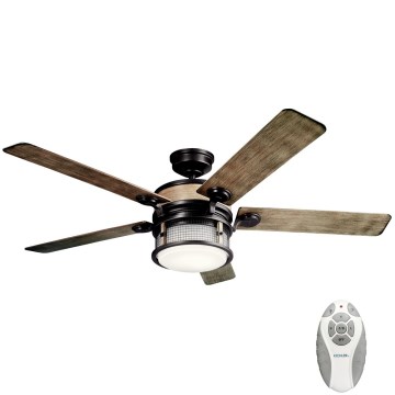 Kichler - LED reguliuojamas lubų ventiliatorius AHRENDALE LED/10W/230V IP44 + nuotolinio valdymo pultas