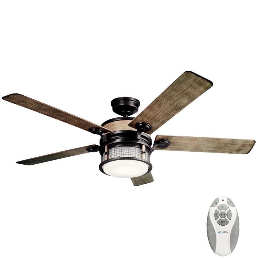 Kichler - LED reguliuojamas lubų ventiliatorius AHRENDALE LED/10W/230V IP44 + nuotolinio valdymo pultas