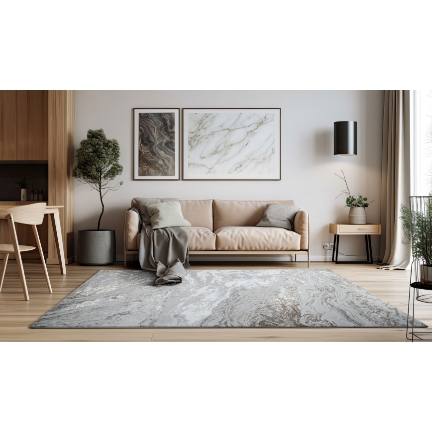 Kilimas CREATION 200 x 290 cm 1950 g/m² pilkas/rudas/marmuro raštas