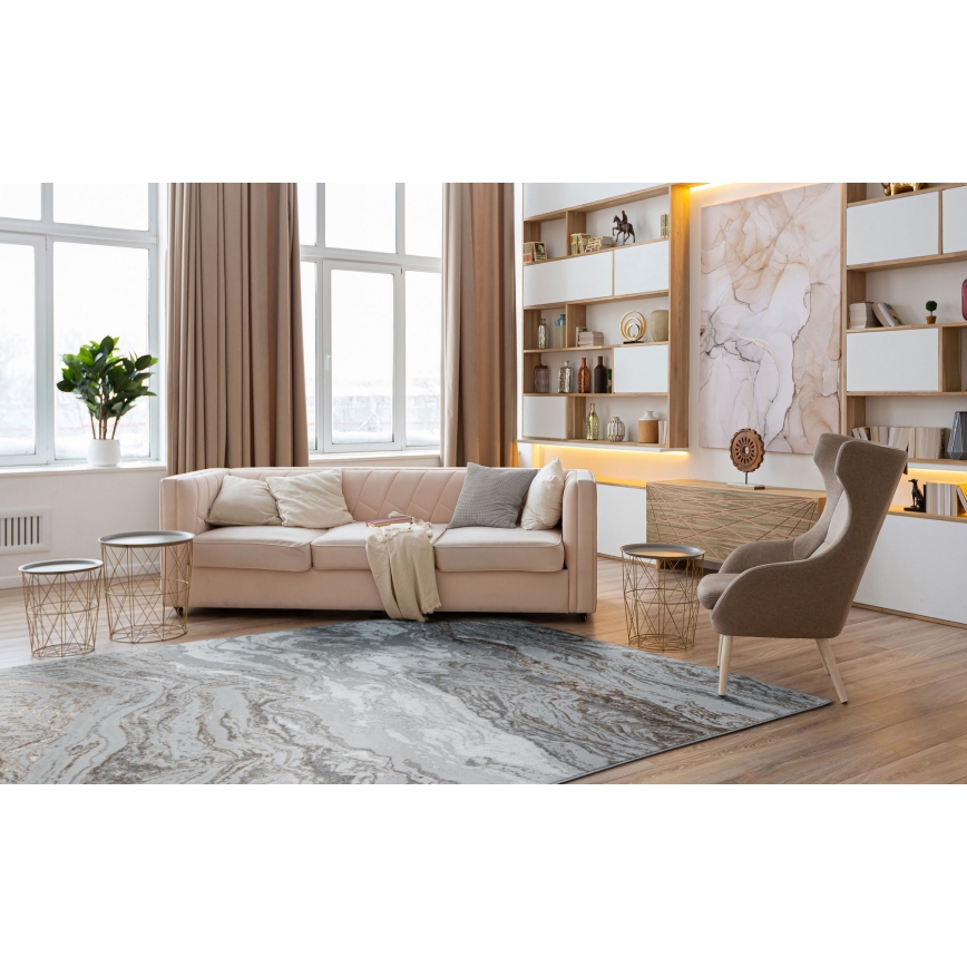 Kilimas CREATION 200 x 290 cm 1950 g/m² pilkas/rudas/marmuro raštas