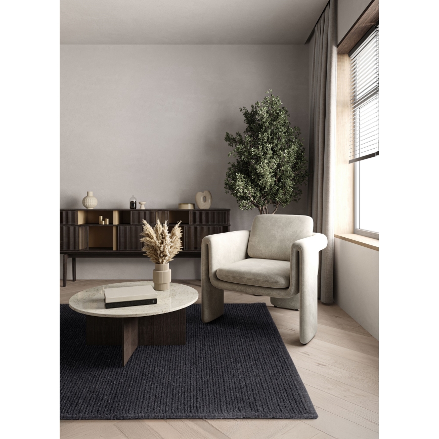 Kilimas FIR WOOL 160x230 cm 2600 g/m2 antracitas/natūralus