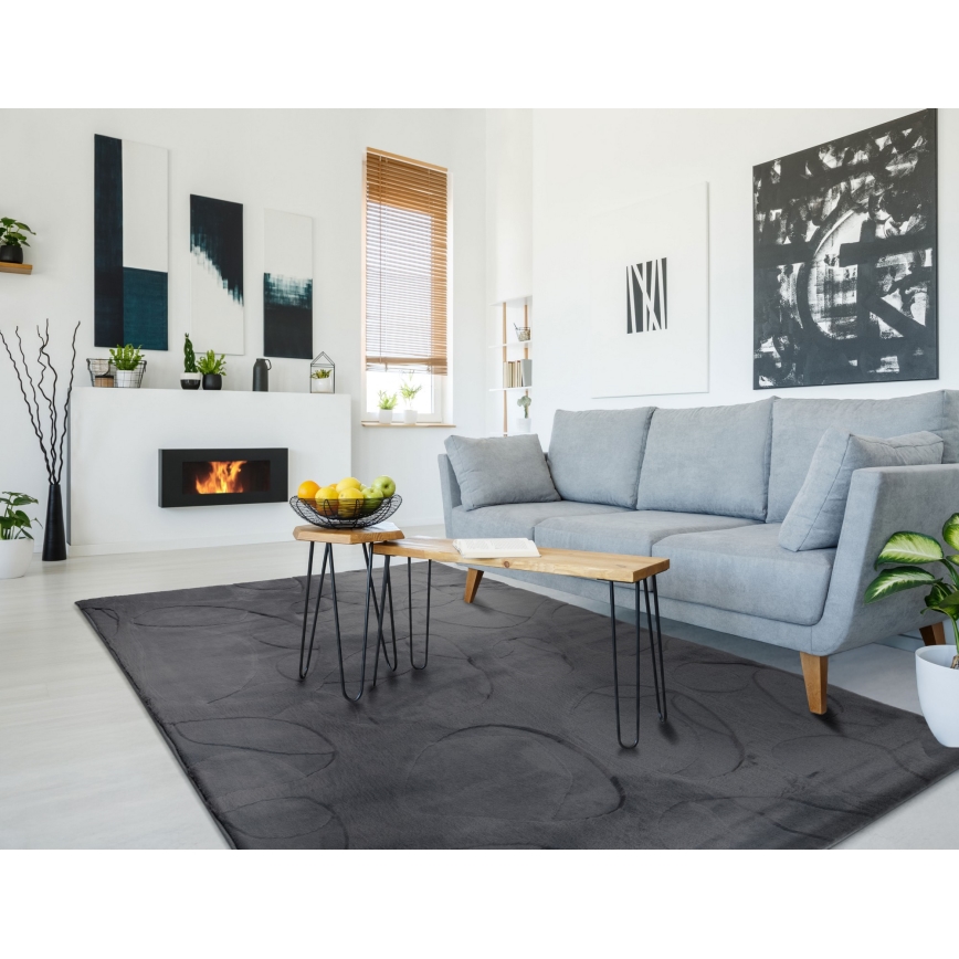 Kilimas RABBIT 3D 120 x 170 cm antracitas