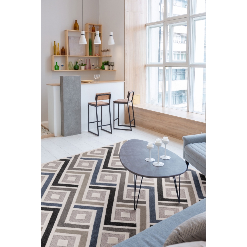 Kilimas SHIFT 160x220 cm pilkas/mėlynas