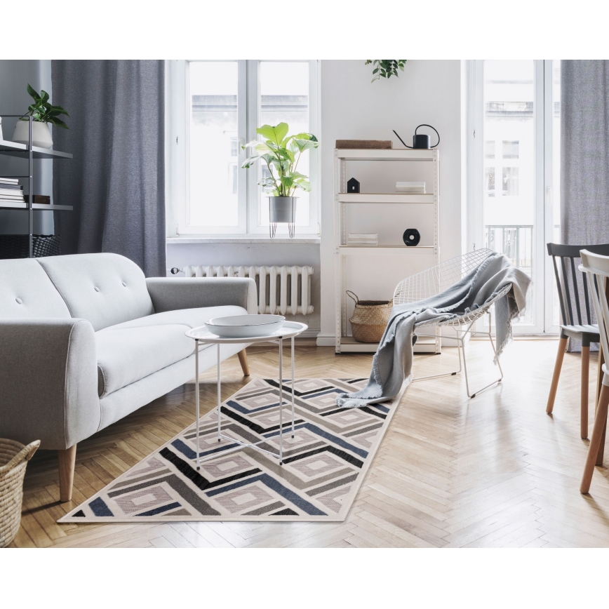 Kilimas SHIFT 80x150 cm pilka/mėlyna