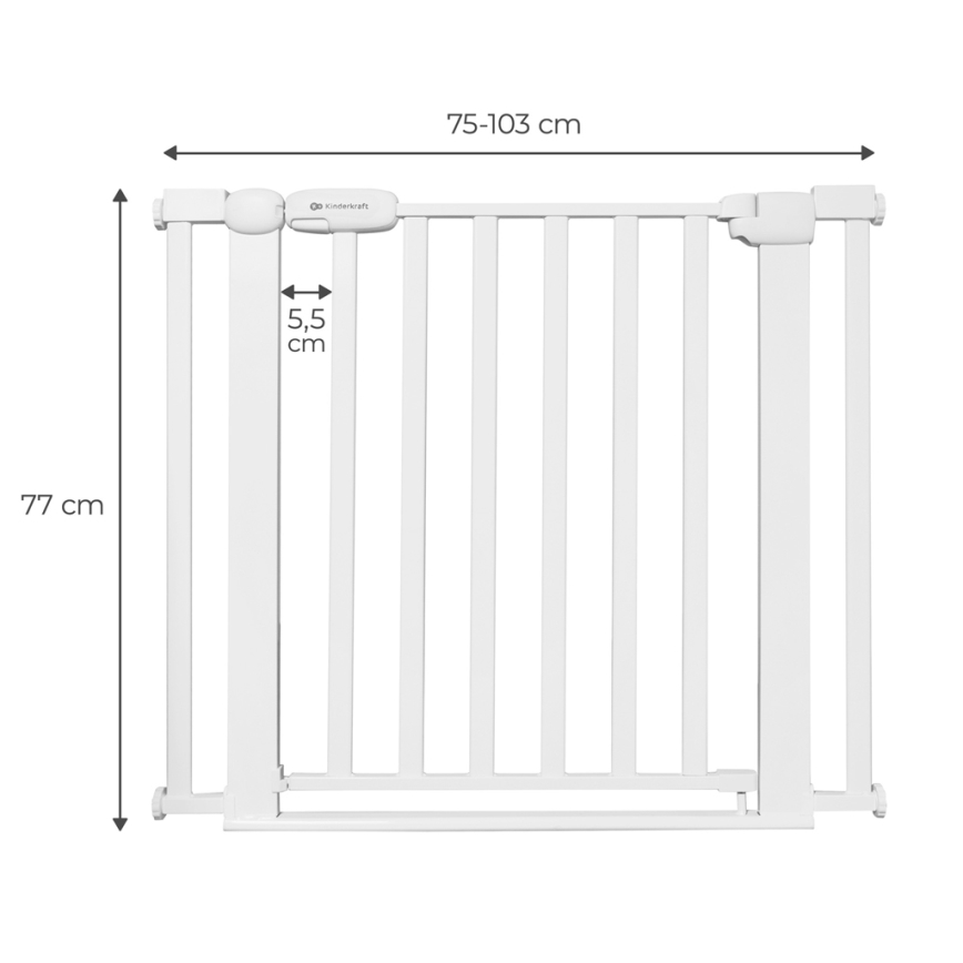 KINDERKRAFT - Apsaugos barjeras LOCK&GO 75-103 cm balta