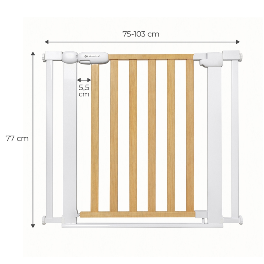 KINDERKRAFT - Apsaugos barjeras LOCK&GO 75-103 cm pušis