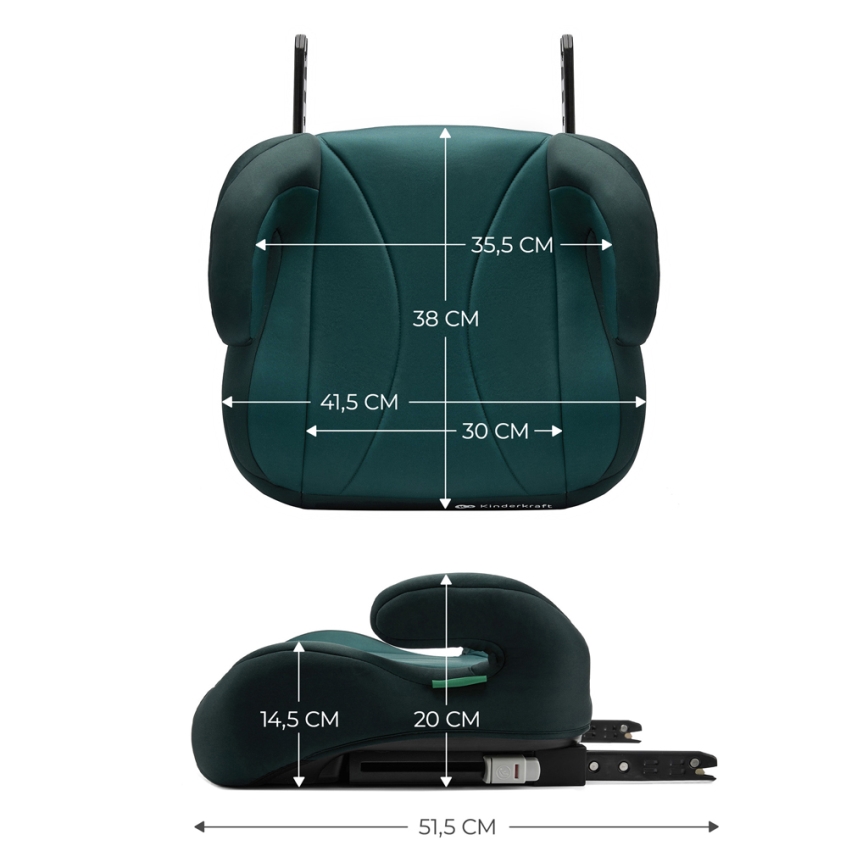 KINDERKRAFT - Automobilinė kėdutė paaukštinama I-BOOST i-Dydis 135-150 cm žalia