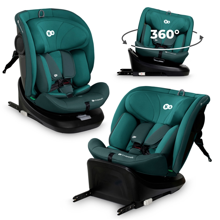 KINDERKRAFT - Automobilinė kėdutė su pasukama baze I-GROW i-Size 40-150 cm turkio spalvos
