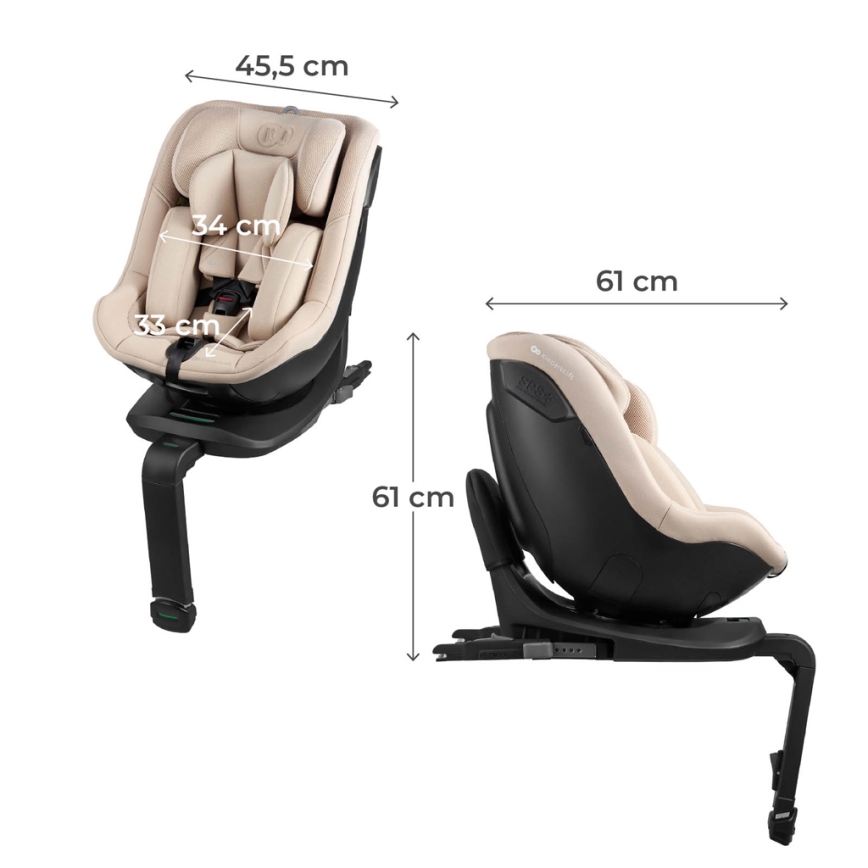 KINDERKRAFT - Automobilinė kėdutė su pasukama baze I-GUARD i-Size 40-105 cm juoda