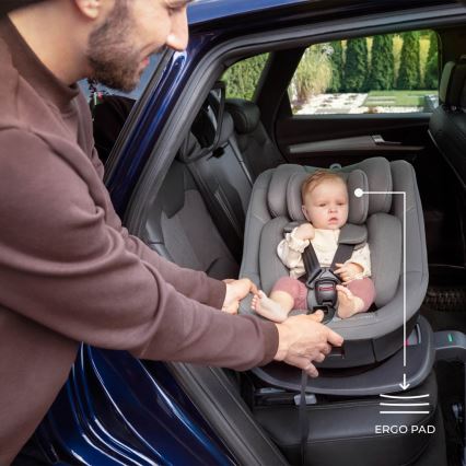 KINDERKRAFT - Automobilinė kėdutė su pasukama baze I-GUARD i-Size 40-105 cm pilka