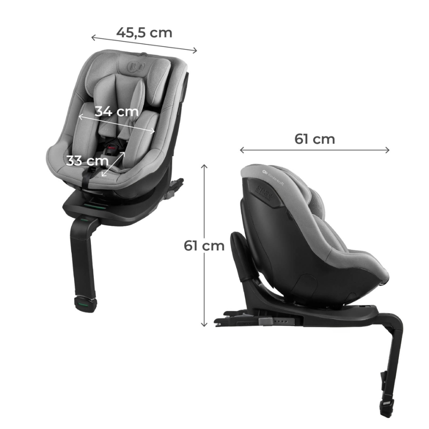 KINDERKRAFT - Automobilinė kėdutė su pasukama baze I-GUARD i-Size 40-105 cm pilka