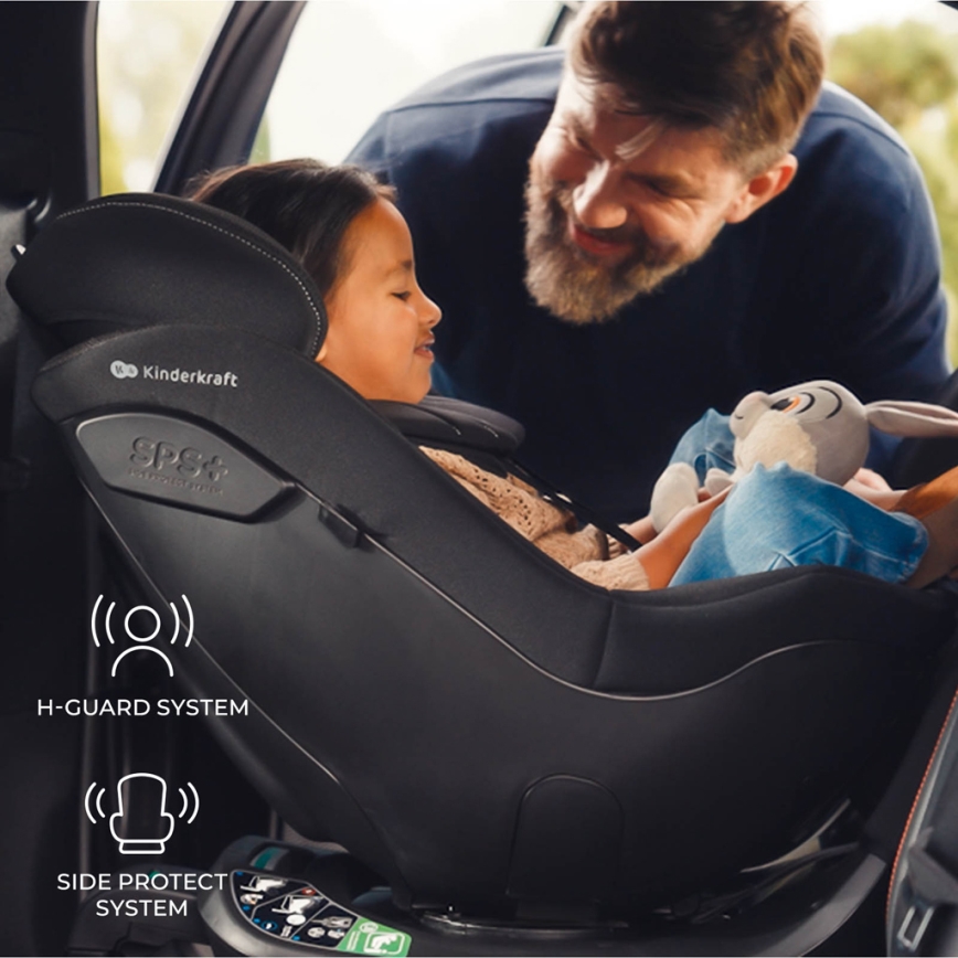 KINDERKRAFT - Automobilinė kėdutė su pasukama baze I-GUARD PRO i-Size 61-105 cm juoda