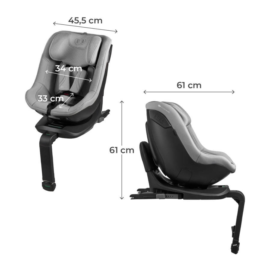 KINDERKRAFT - Automobilinė kėdutė su pasukama baze I-GUARD PRO i-Size 61-105 cm pilka