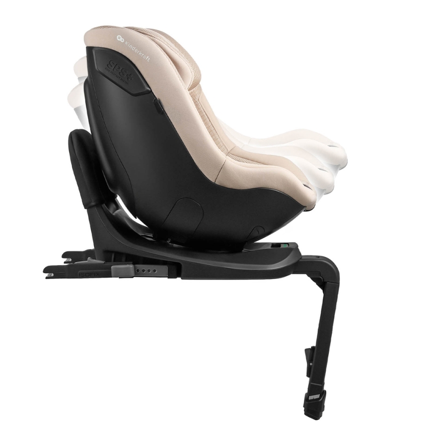 KINDERKRAFT - Automobilinė kėdutė su pasukama baze I-GUARD PRO i-Size 61-105 cm smėlio spalvos