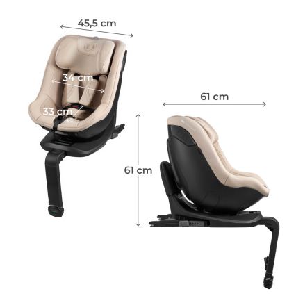 KINDERKRAFT - Automobilinė kėdutė su pasukama baze I-GUARD PRO i-Size 61-105 cm smėlio spalvos