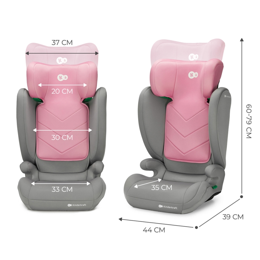 KINDERKRAFT - Automobilio sėdynė I-SPARK i-Dydis (100-150 cm) rausva