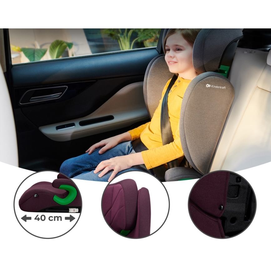 KINDERKRAFT - Automobilio sėdynė JUNIOR FIX 2 (100-150 cm) Cherry pearl