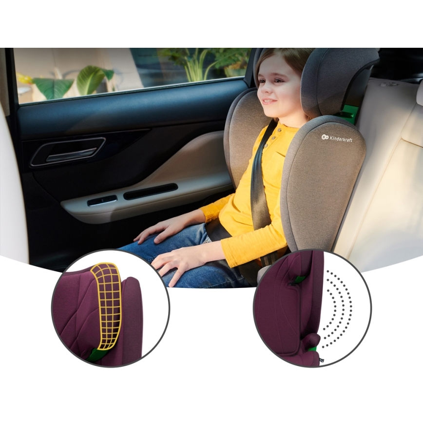 KINDERKRAFT - Automobilio sėdynė JUNIOR FIX 2 (100-150 cm) Cherry pearl