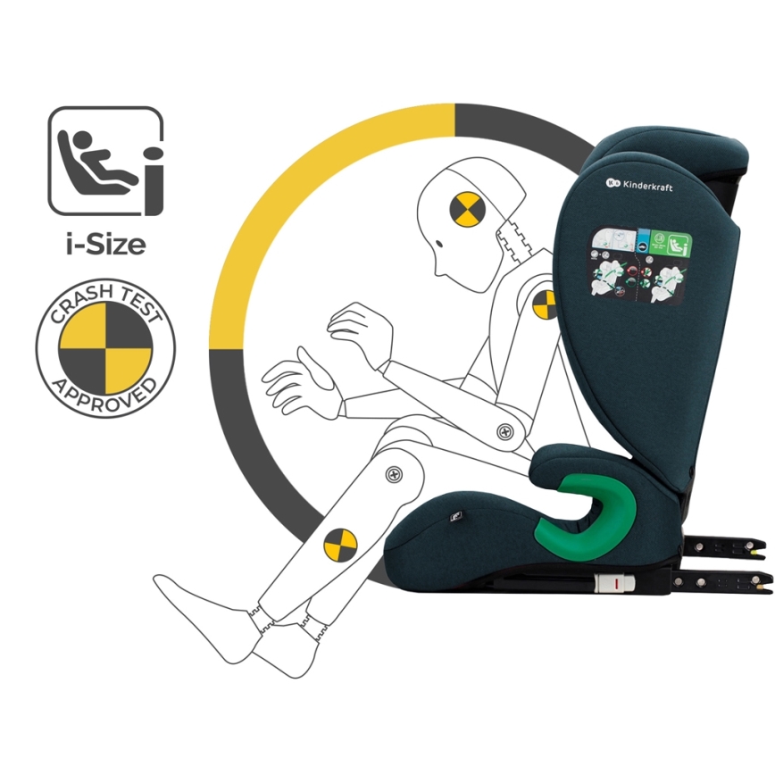 KINDERKRAFT - Automobilio sėdynė JUNIOR FIX 2 (100-150 cm) Harbor mėlyna