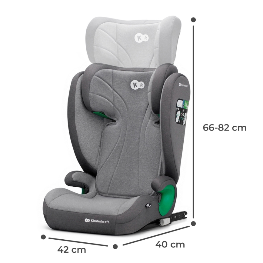 KINDERKRAFT - Automobilio sėdynė JUNIOR FIX 2 (100-150 cm) Raketa pilka