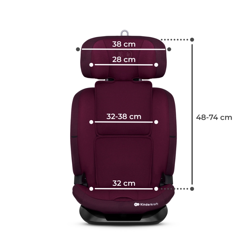 KINDERKRAFT - Automobilio sėdynė ONETO 3 i-Dydis (76-150 cm) + Isofix Cherry pearl