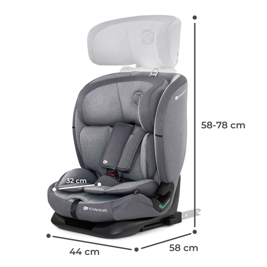 KINDERKRAFT - Automobilio sėdynė ONETO 3 i-Dydis (76-150 cm) + Isofix Cool pilka