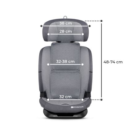KINDERKRAFT - Automobilio sėdynė ONETO 3 i-Dydis (76-150 cm) + Isofix Cool pilka