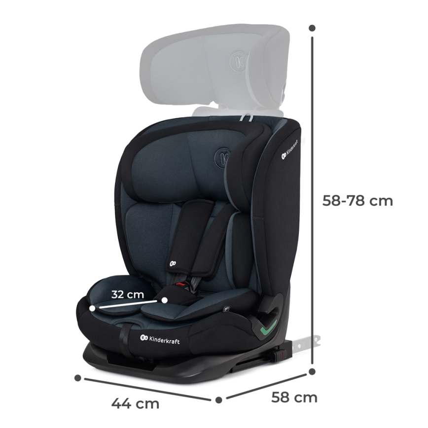 KINDERKRAFT - Automobilio sėdynė ONETO 3 i-Dydis (76-150 cm) + Isofix Graphite juoda