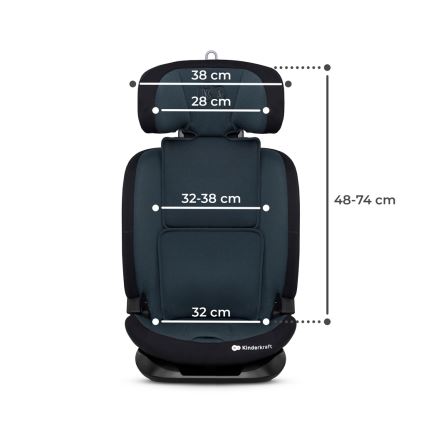 KINDERKRAFT - Automobilio sėdynė ONETO 3 i-Dydis (76-150 cm) + Isofix Graphite juoda