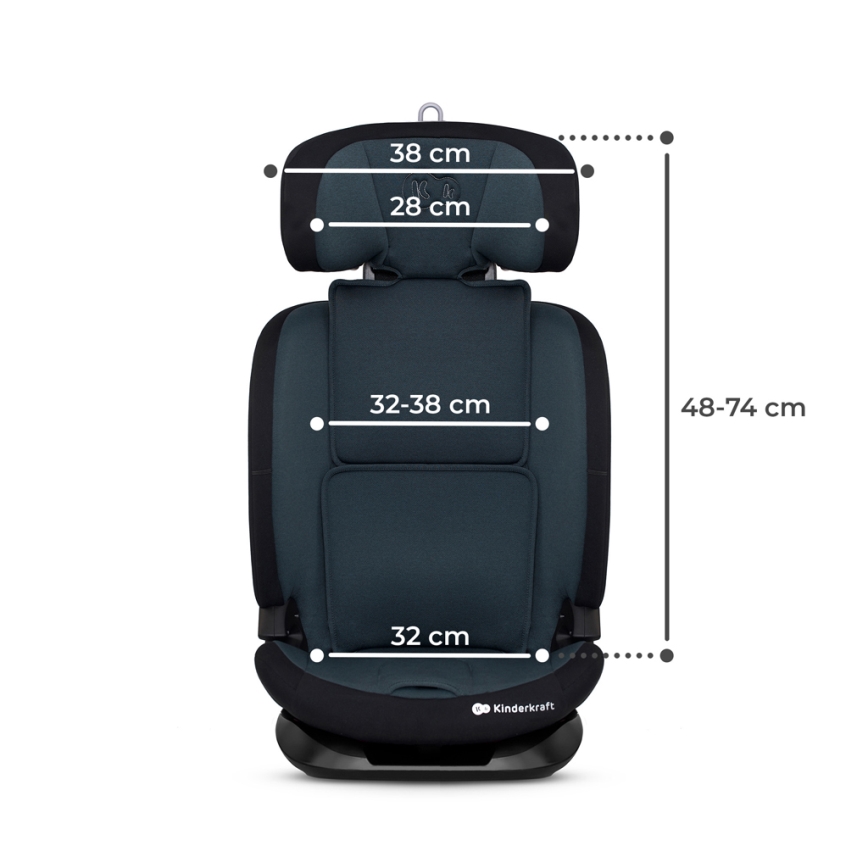 KINDERKRAFT - Automobilio sėdynė ONETO 3 i-Dydis (76-150 cm) + Isofix Graphite juoda