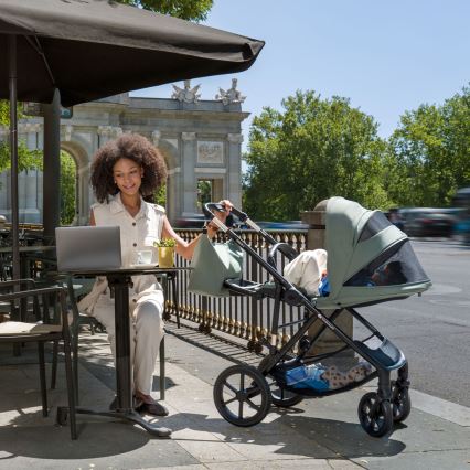 KINDERKRAFT - Kombinuojamas vežimėlis 3 viename PRIME 3, tamsiai žalias