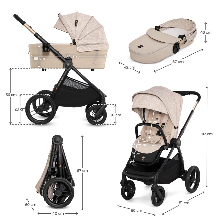 KINDERKRAFT - kombinuotas vežimėlis 2 viename NEA 2 Dune Whisper Bizuu